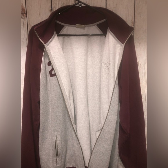 American Eagle Athletics Gray Burgundy Mens XL Full Zip Logo Track Jacket - Picture 3 of 7